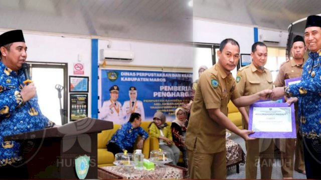 Beri Apresiasi, Bupati Maros Serahkan Penghargaan Perpustakaan Desa Berbasis Inklusi Sosial