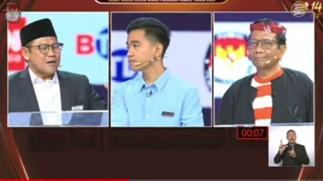 Tangkapan layar saat debat Cawapres yang dilaksanakan KPU RI, Jumat malam (22/12/2023). 