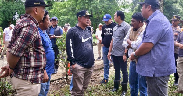 Pj Gubernur-Bupati Maros Libatkan Mahasiswa Unsulbar Tanam Bibit Sukun di Pucak