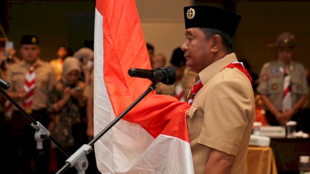 Bahtiar Baharuddin Dikukuhkan Jadi Ketua Mabida Gerakan Pramuka Provinsi Sulsel