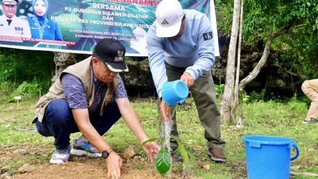 Di Rammang-rammang Maros, Bahtiar Baharuddin Tanam Pohon Sukun