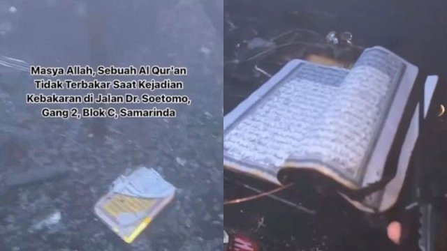 Al Qur'an masih keadaan utuh di dalam rumah yang semuanya hangus terbakar. (Foto: Instagram @folkshitt)