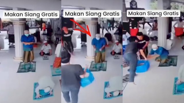 Seorang pria rela batalkan shalat demi makanan. (Foto: Instagram @mood.jakarta)