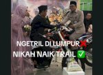 Viral Pengantin Akad Nikah di Atas Motor Trail, Sah Langsung Geber-geber 