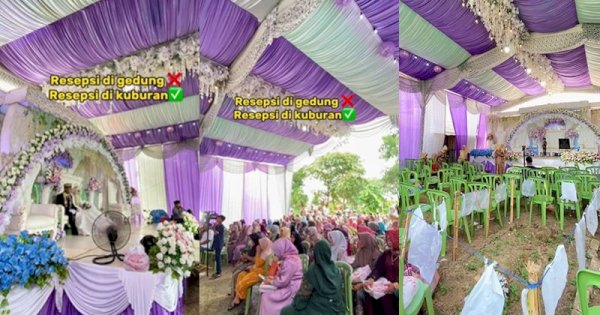 Viral Resepsi Pernikahan Digelar Mewah di Tengah Kuburan