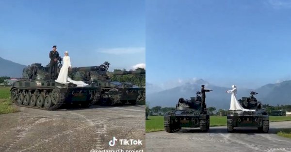 Viral Foto Prewedding Anggota TNI Pakai Dua Tank Tempur, Netizen Protes