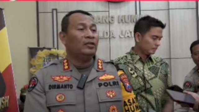 Kabid Humas Polda Jatim, Kombes Dirmanto saat memberikan keterangan terkait kasus Gus Samsudin. (ist) 