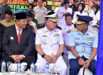 Bahtiar Baharuddin Hadiri Serah Terima Jabatan Komandan Lantamal VI Makassar 