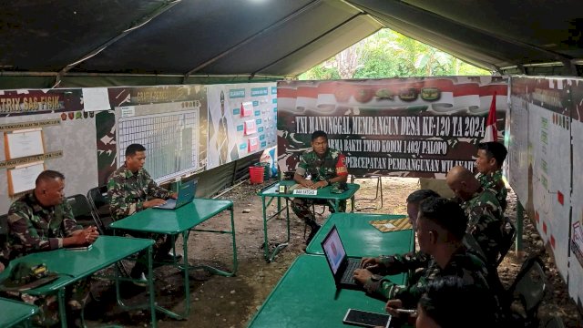 Satgas TMMD ke-120 Kodim 1403/Palopo melaksanakan Breefing di Desa Pammesakang, Kecamatan Bua, Kabupaten Luwu, Sulsel, Rabu (5/6/2024).