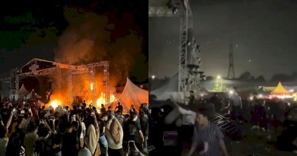 Viral Penonton Konser Ngamuk Bakar Panggung hingga Rusak Barang Vendor