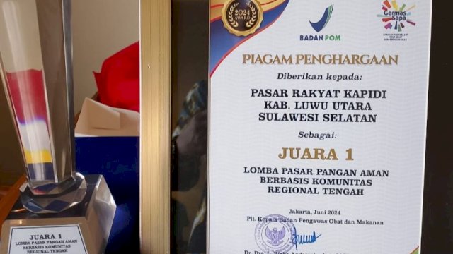 Pasar Rakyat Kapidi Luwu Utara Juara I Nasional Pasar Pangan Aman Berbasis Komunitas