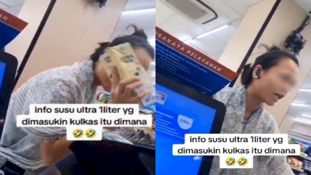 Seorang wanita ngamuk di minimarket gegara beli susu tidak dingin. (Twitter @_NeverAlonely)