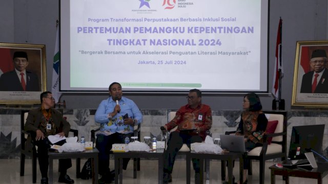 Bupati Maros, Chaidir Syam kembali didaulat menjadi pembicara di ajang pertemuan pemangku kepentingan tingkat Nasional 2024, terkait program transformasi perpustakaan berbasis inklusi sosial.