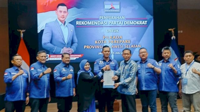 Partai Demokrat secara resmi mengumumkan dukungannya untuk pasangan calon Wali Kota dan Wakil Wali Kota Parepare, Erna Rasyid Taufan (Erat) dan Rahmat Sjamsu Alam (RSA).