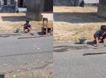 Viral Bocah Inisiatif Tambal Sendiri Jalan Berlubang Pakai Semen 