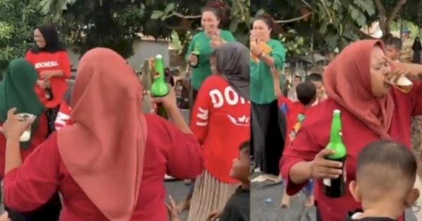 Viral, Ibu-ibu di Jeneponto Pesta Miras Disaksikan Banyak Warga 