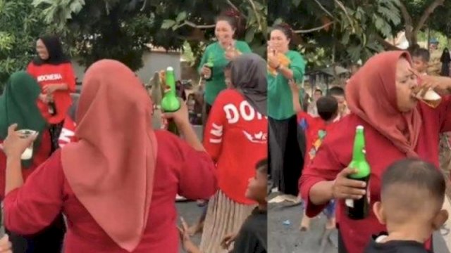 Viral, Ibu-ibu di Jeneponto Pesta Miras Disaksikan Banyak Warga 