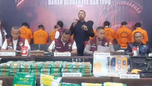 Bareskrim Polri saat menggelar press conference di Bareskrim Polri, Jakarta Selatan, Selasa (23/7/2024) terkait TPPO. 