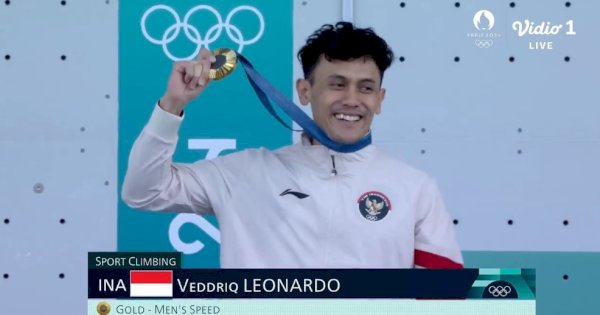 Veddriq Leonardo Raih Emas Pertama Indonesia di Olimpiade Paris 2024, Pecahkan Rekor Waktu Terbaik