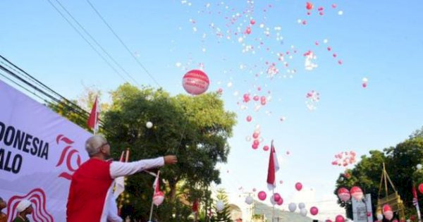 Ribuan Balon Merah Putih Dilepas Sebagai Tanda Pencanangan Peringatan HUT ke-79 RI di Gorontalo