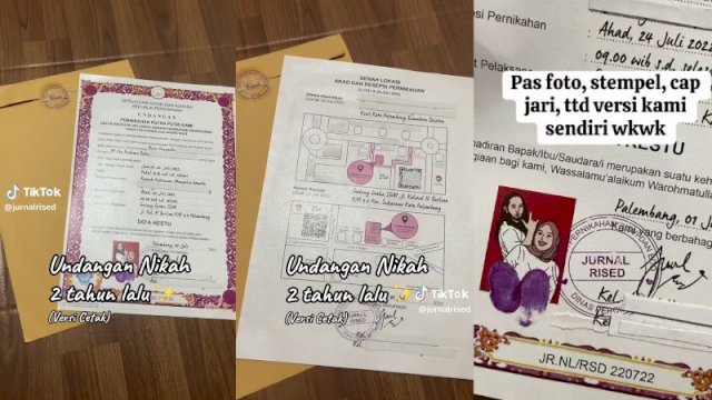 Viral desain undangan pernikahan mirip ijazah sekolah. (Foto: TikTok @jurnalrised)