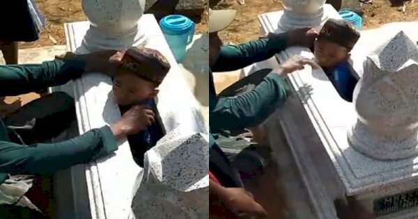 Viral Bocah Terjebak Hingga Setengah Badannya Tersangkut Dalam Kijing Kuburan