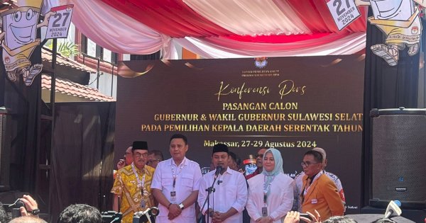 Duet Andalan Hati Daftar ke KPU Sulsel, Didukung 10 Partai Politik