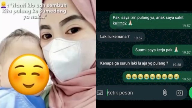 Seorang ibu membagikan kisah pilu kehilangan anak karena tidak diizinkan pulang oleh atasannya. (Foto: X @kegblgnunfaedh)