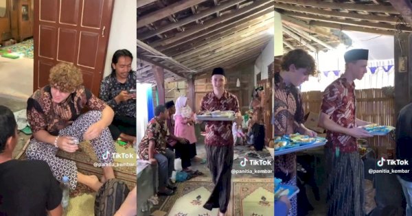 Viral Dua Bule Jadi Sinoman di Acara Hajatan, Tak Canggung Antar Hidangan untuk Tamu