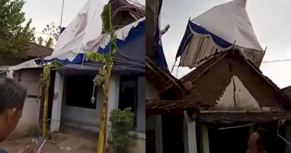 Tenda Hajatan Terbang dan Nyangkut di Atap Rumah Warga, Diduga Ini Penyebabnya