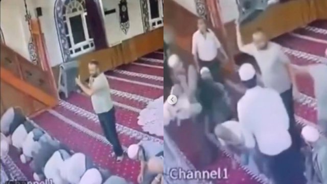 Seorang pria di Turki pukul kepala imam salat. (Foto: Instagram @medsoszone)