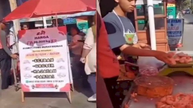 Pedagang ayam diprotes pedagang lainnya karena jual harga murah di bawah pasaran. (Foto: Instagram @memomedsos)