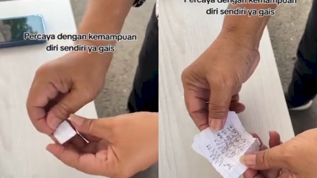 Seorang panitia tes CPNS temukan peserta yang diduga membawa kertas berisikan jimat. (Foto: Instagram @memomedsos)