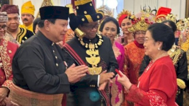 Pertemuan Prabowo Subianto dan Megawati Sukarnoputri saat Hut Kemenangan RI tahun 2023 lalu. 