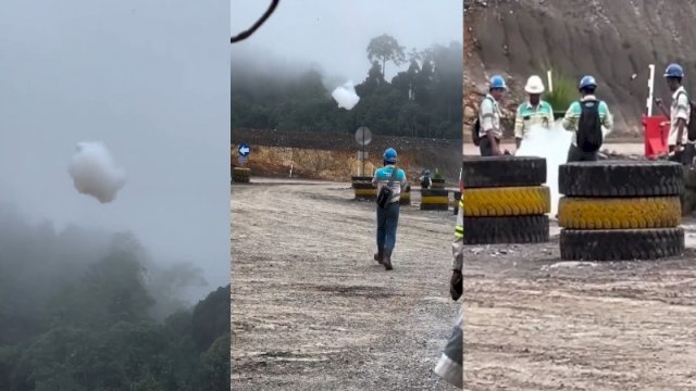 Penampakan gumpalan putih mirip awan jatuh ke daratan. (Foto: Instagram @folkshitt)