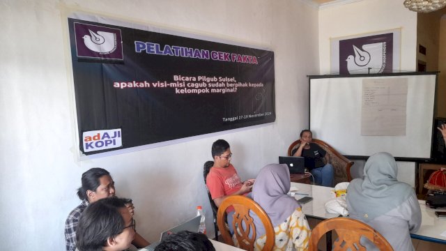 AJI Makassar Gelar Pelatihan Cek Fakta, Kupas Visi-Misi Cagub Sulsel Bagi Kelompok Marginal