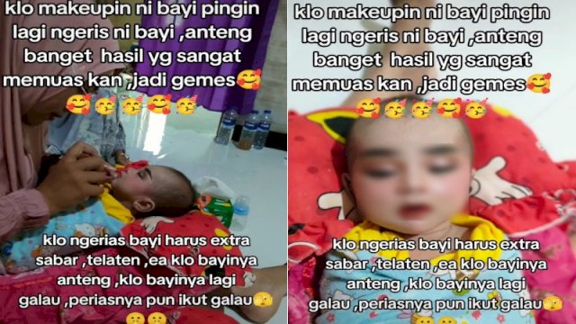 Bayi dirias full makeup saat tidur. (Foto: TikTok @ayamanalts)