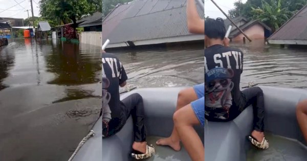 Banjir di Makassar Sudah Ada yang Capai Atap Rumah Warga