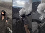 Viral Wanita Nekat Mendaki Gunung Dukono yang Sedang Erupsi, Tuai Sorotan Netizen