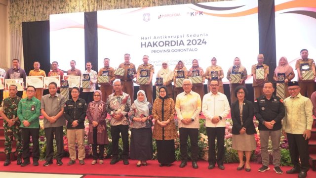 Pelaksanaan peringatan Hari Anti Korupsi Sedunia (Hakordia) tahun 2024 pada Selasa (3/12/2024), bertempat di Gedung Grand Palace Convention Center (GPCC), Kota Gorontalo.