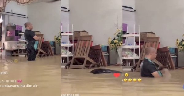 Viral Seorang Pria Lakukan Shalat di Tengah Banjir, Jadi Sorotan Netizen 