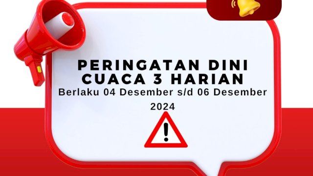 Warga Sulsel Diminta Waspada, BMKG Keluarkan Peringatan Dini Cuaca Buruk 4-6 Desember