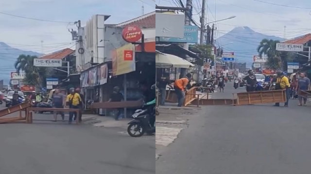 Seorang pria yang merupakan warga Papua ngamuk dan blokade jalan. (Foto: Instagram @jogja24jam)