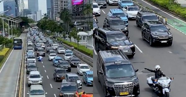 Viral Polisi Patwal Tunjuk-tunjuk Pengemudi Taksi Saat Kawal Mobil RI 36