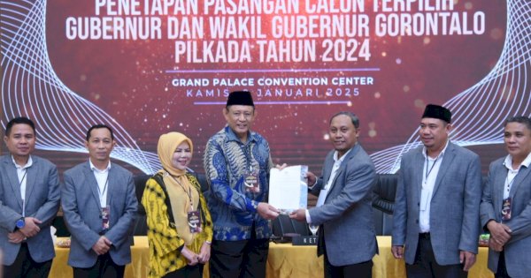 Gusnar-Indah Ditetapkan KPU Sebagai Gubernur dan Wakil Gubernur Gorontalo Terpilih