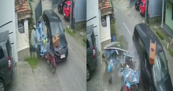 Viral Penjual Bakso Ditabrak Pengendara Mobil, Dagangan dan Gerobak Hancur