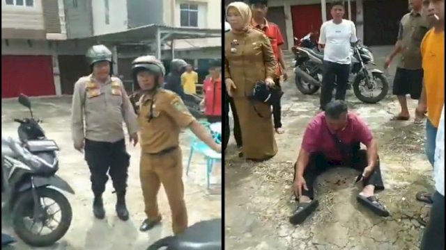 Seorang oknum polisi lakukan tindak kekerasan pada pengendara motor di Prabumulih. (Foto: X @Heraloebss)