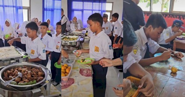 Viral Makan Bergizi Gratis dengan Konsep Prasmanan, Siswa Bawa Wadah Sendiri