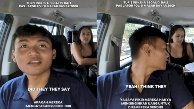 Turis asal Kolombia jadi korban begal diminta bayar Rp200 ribu saat buat laporan ke polisi. (Foto: TikTok @balibackseat)