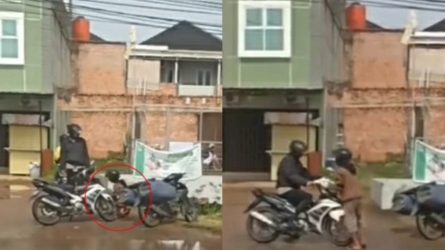 Seorang penjual ikan berlutut minta maaf ke oknum polisi. (Foto: TikTok @leocoker)